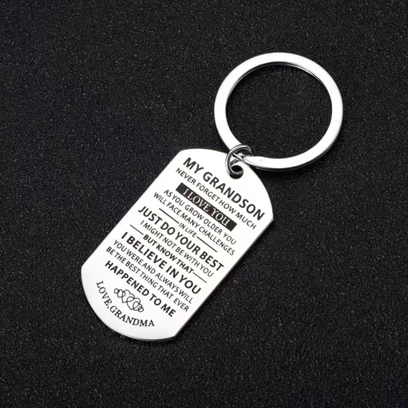 Engraved Grandmother to Grandson Keychain, Grandma Keychain, Grandson Keychain - Picture 1 of 4